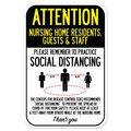 Signmission Public Safety Sign-Nursing Home Residents Guests & Staff Social Distancing, 12" H, A-1218-25384 A-1218-25384